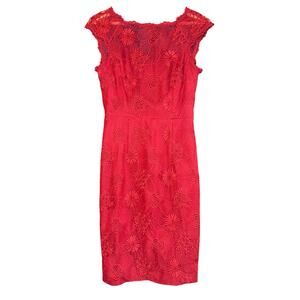 Cynthia Steffe Red Floral Lace Dress Women's Size 2 Sultry Sexy Party Wedding